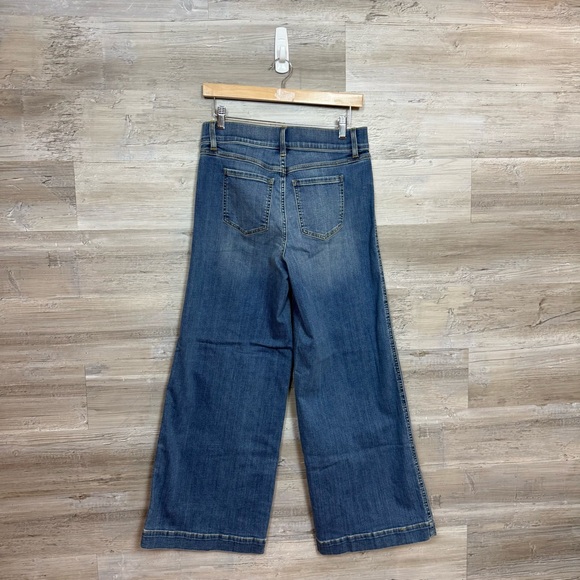 SPANX Seamed-Front Wide Leg Jeans - Blue Pull-On Shaping Denim - Size M - Picture 12 of 13